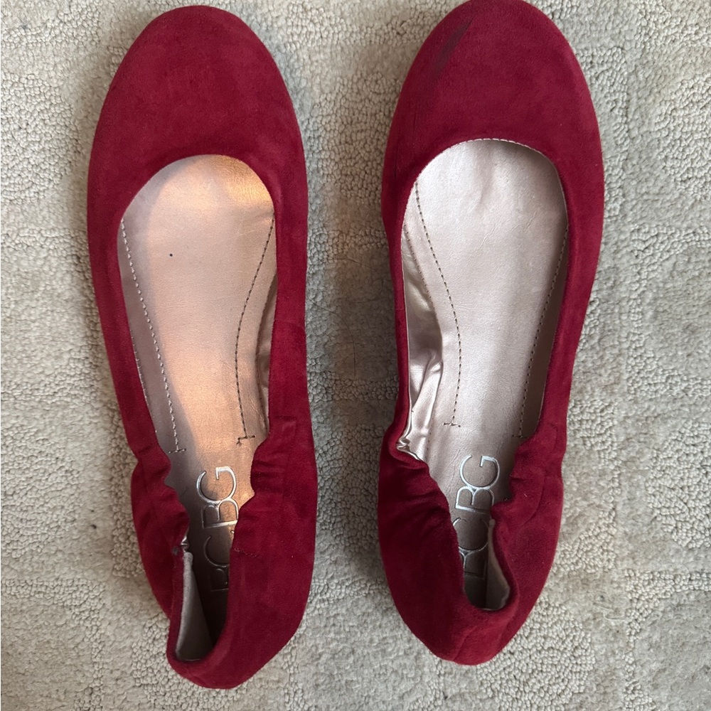 BCBG Burgundy Suede Ballet Flats